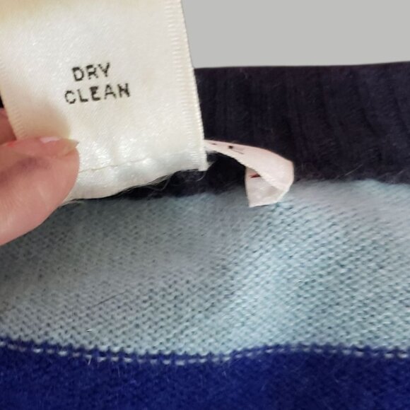 Qi Cashmere Pullover Striped Sweater Multicolor Blue Green & Brown XLarge - Picture 8 of 8